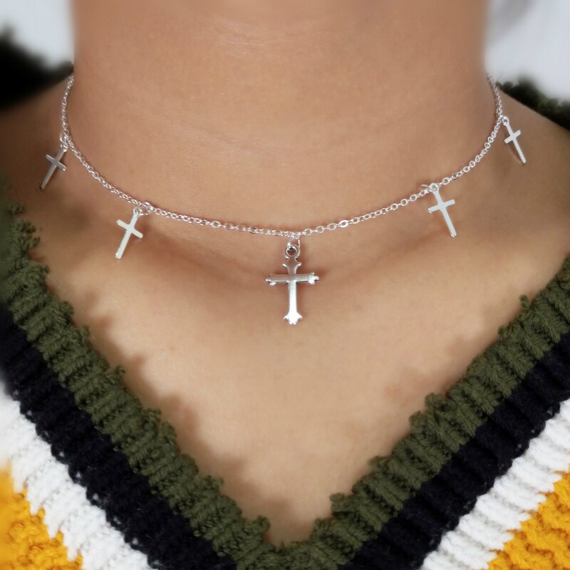 Cross Necklaces & Pendants for Women Choker Clavicle Chain Jewelry Collares