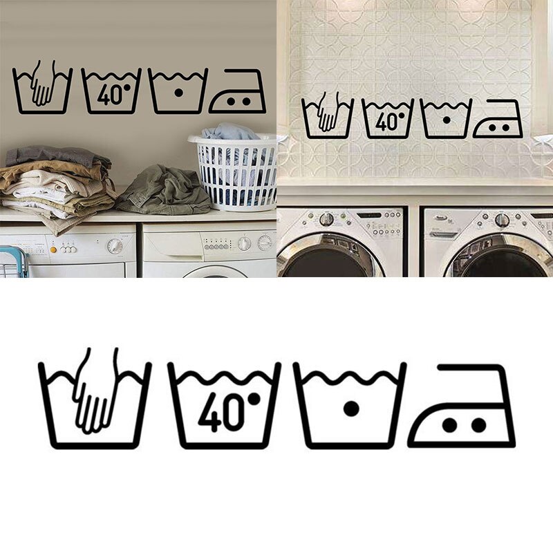 Waterproof Laundry Room Bathroom Wall Stickers Reminder Tag Wall Decals Washing Machine Furniture Stickers DIY Removable