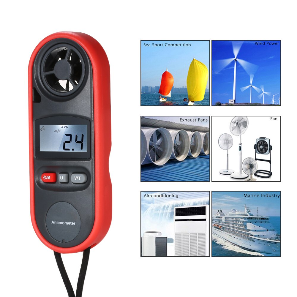 Digital Anemometer Beaufort Scale IP67 Thermometer Handheld Anemometro Pocket Wind Speed Meter Air Velocity Wind Temperature