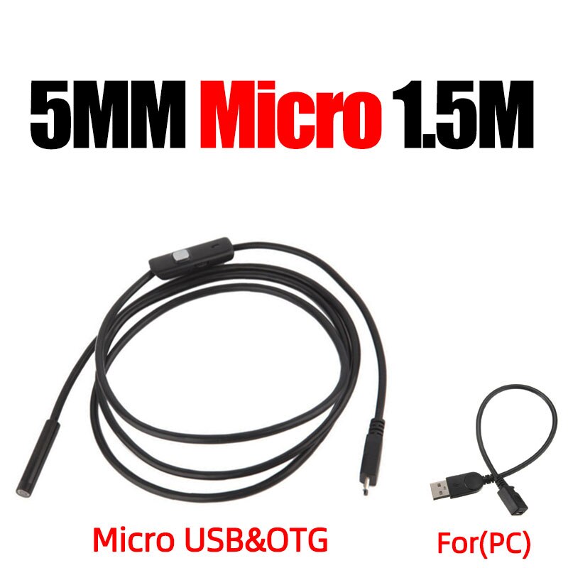 Endoskop til android telefon type c endoskopisk led  ip67 inspektionskamera endoskop smartphone til biler endoskop type c fleksibel: 5.5mm 1.5m
