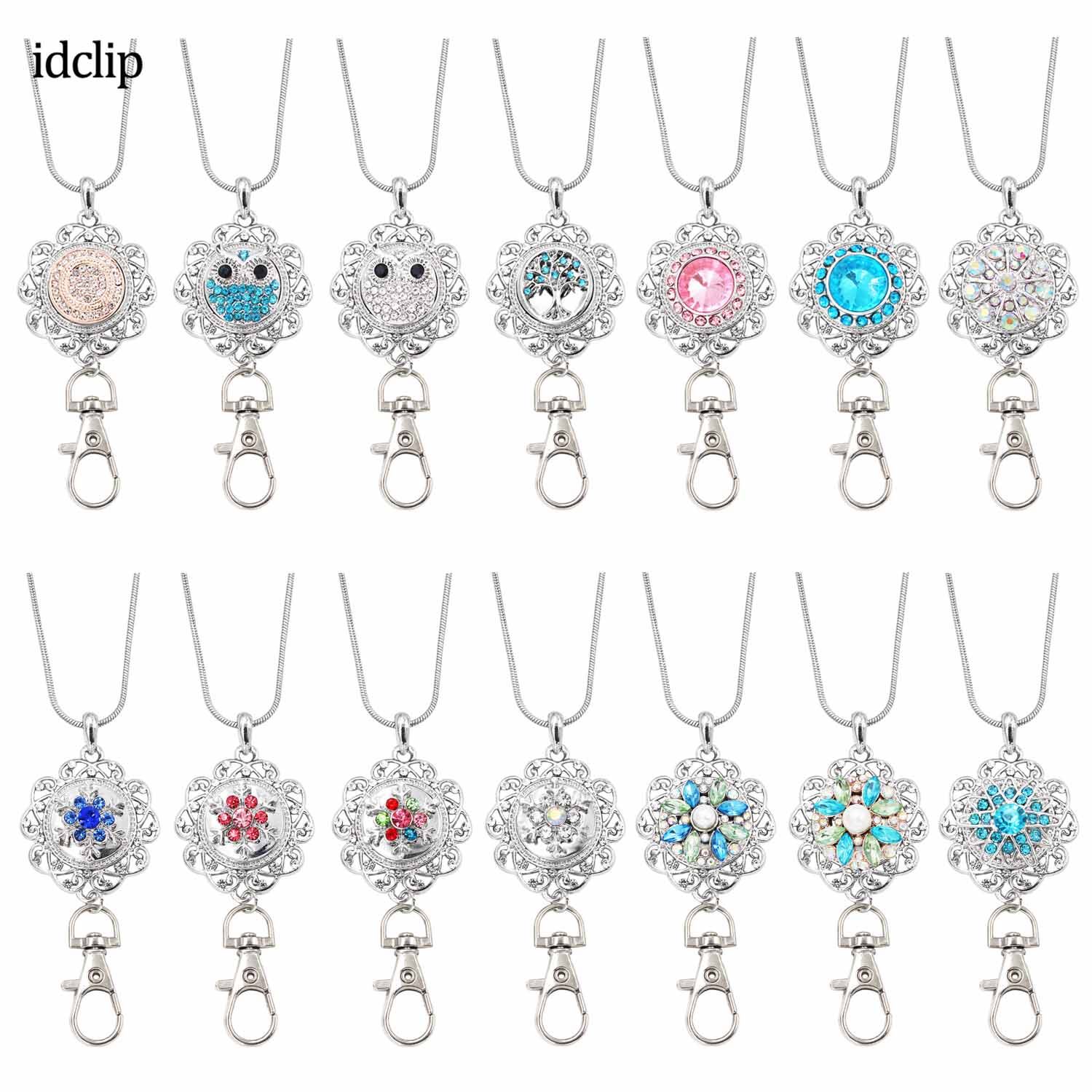 Idclip Bloem Lanyard Badge Houder Ketting Snap Sieraden Charms Hanger Clip Office Id Houder