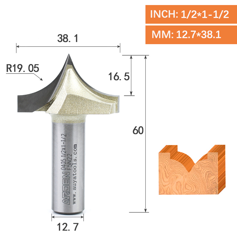 Punta de corte de punta dorada, herramienta de tallado de carburo, punta afilada para carpintería, fresa de borde de arco, broca enrutadora de grabado MDF: 21mm