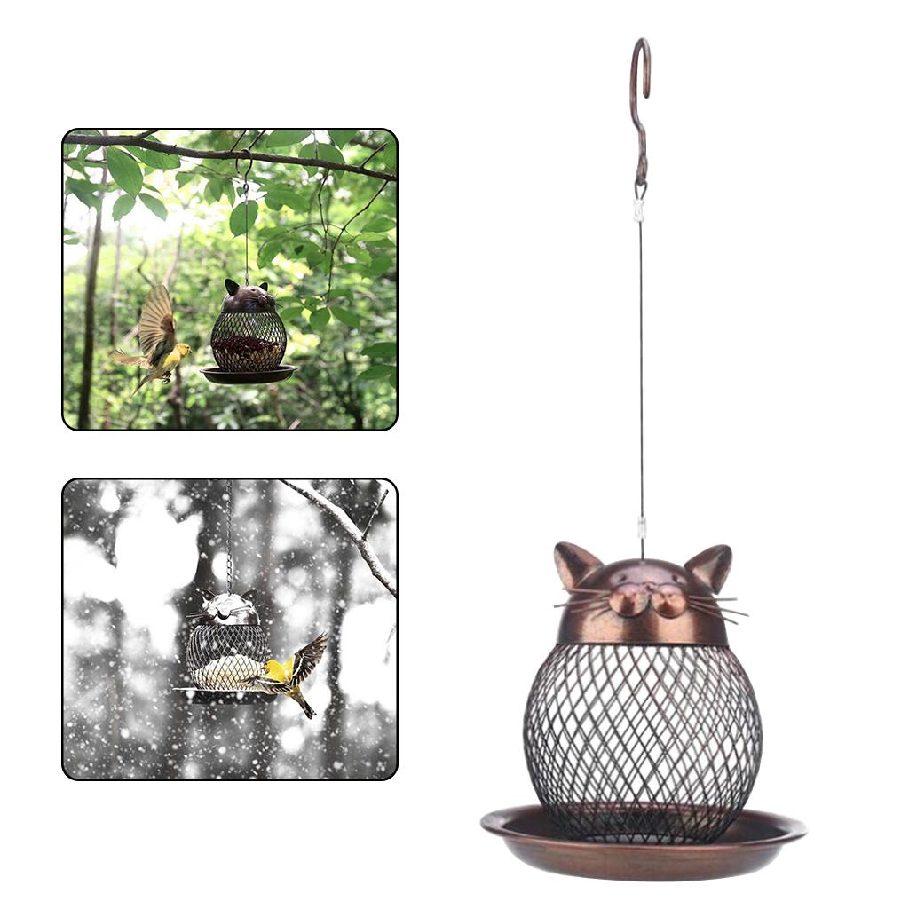 Hanging Bird Feeder Outdoor Metal Mesh Feeding Station Nuts Backyard Bird