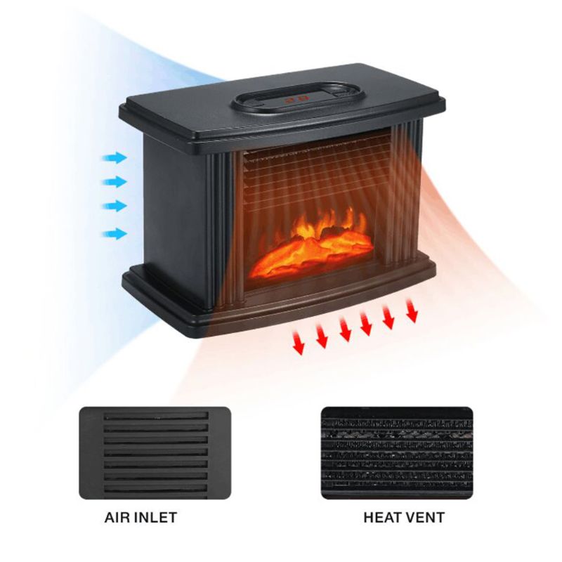 1000w elektrisk flammevarmer pejs luftvarme rum vintervarmer blæser radiator husstand eu stik