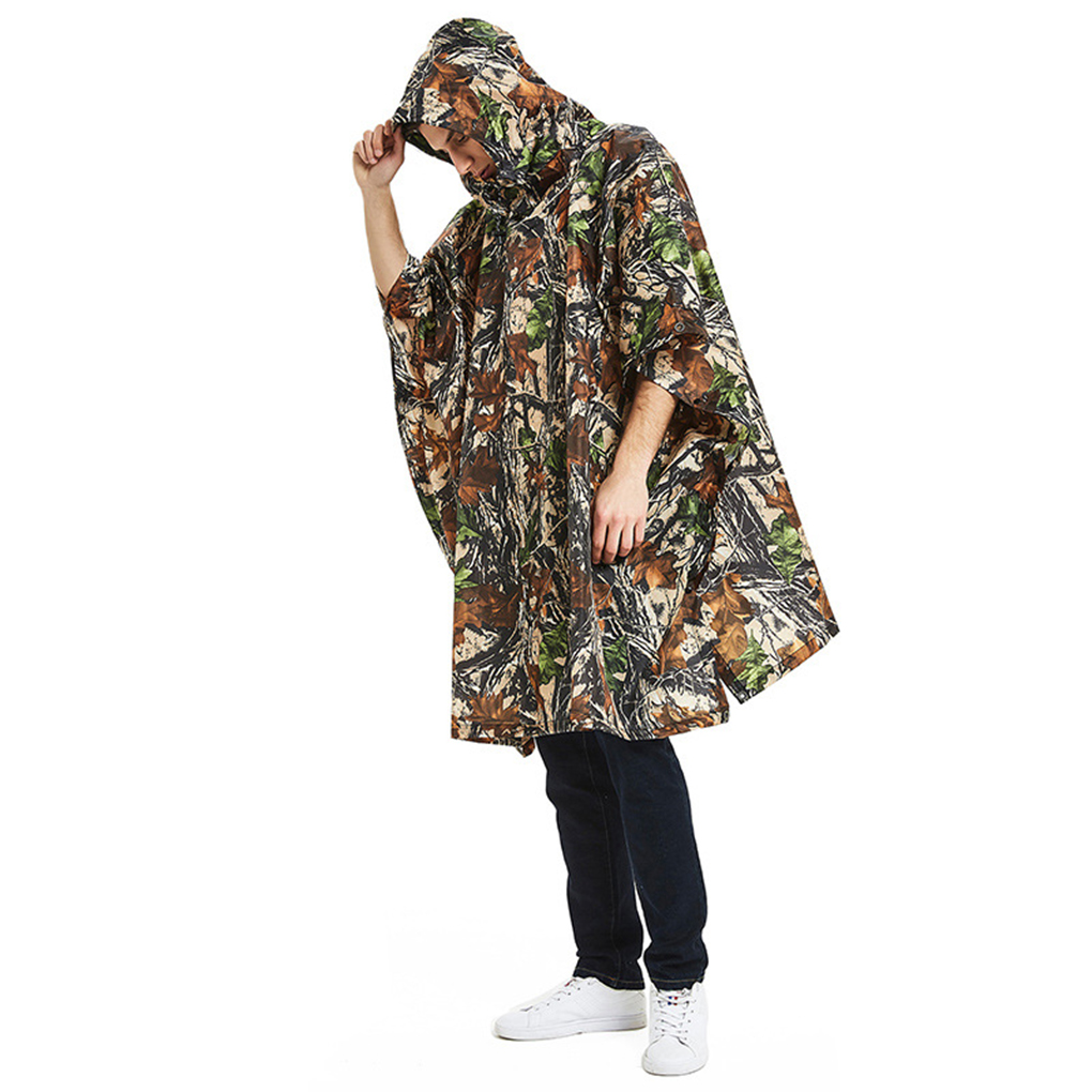 Hoodie Rain Poncho Waterproof Camouflage Ponchos Portable Windproof Hook and Loop Climbing Accessory Outdoor Accessories