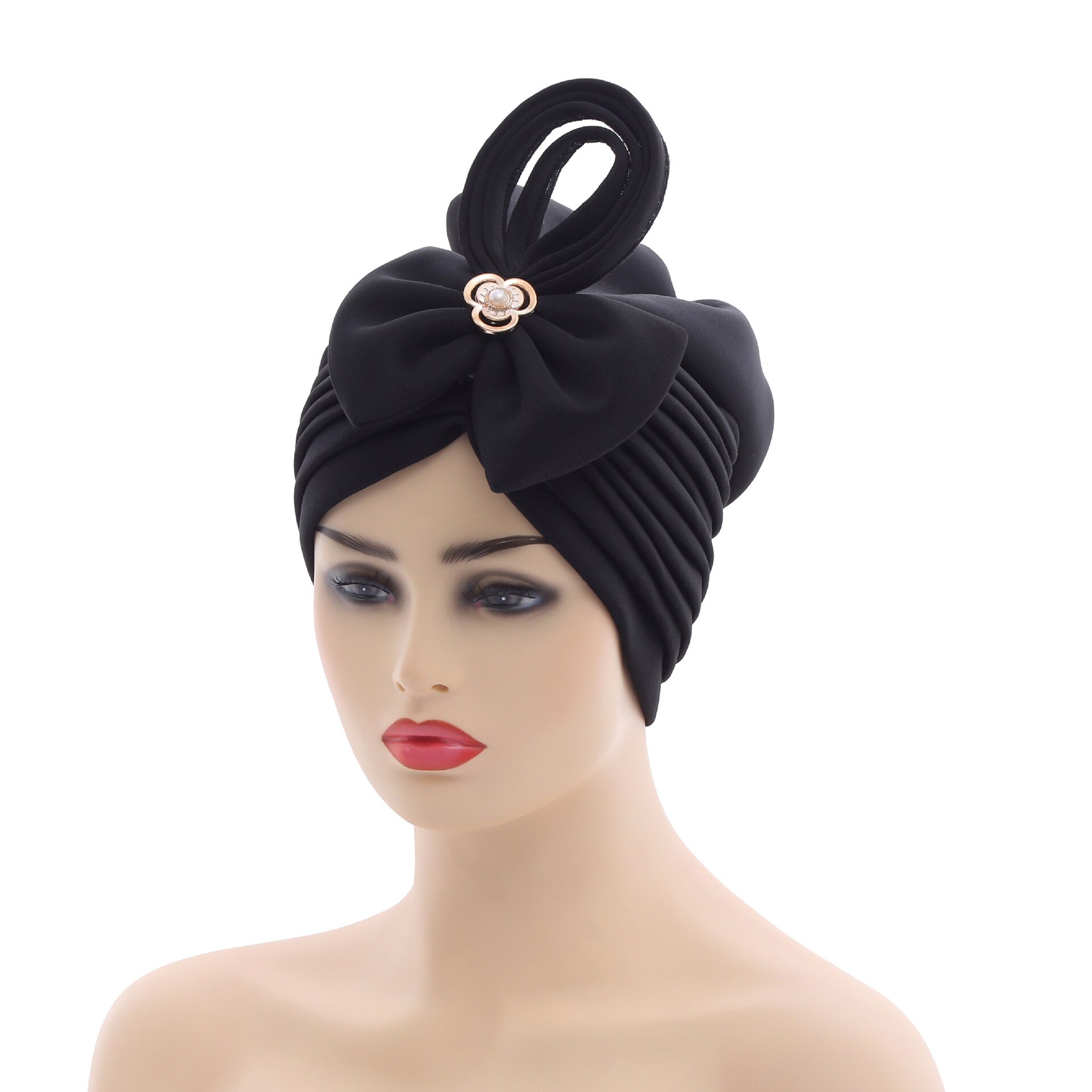2022 neueste Nigerian Hochzeit Gele Kappe Afrikanische Auto Gele Headtie Muslimischen Turban Kappe Arabische Indien Hütte Weibliche Kopf wickeln Turbante mujer: Schwarz