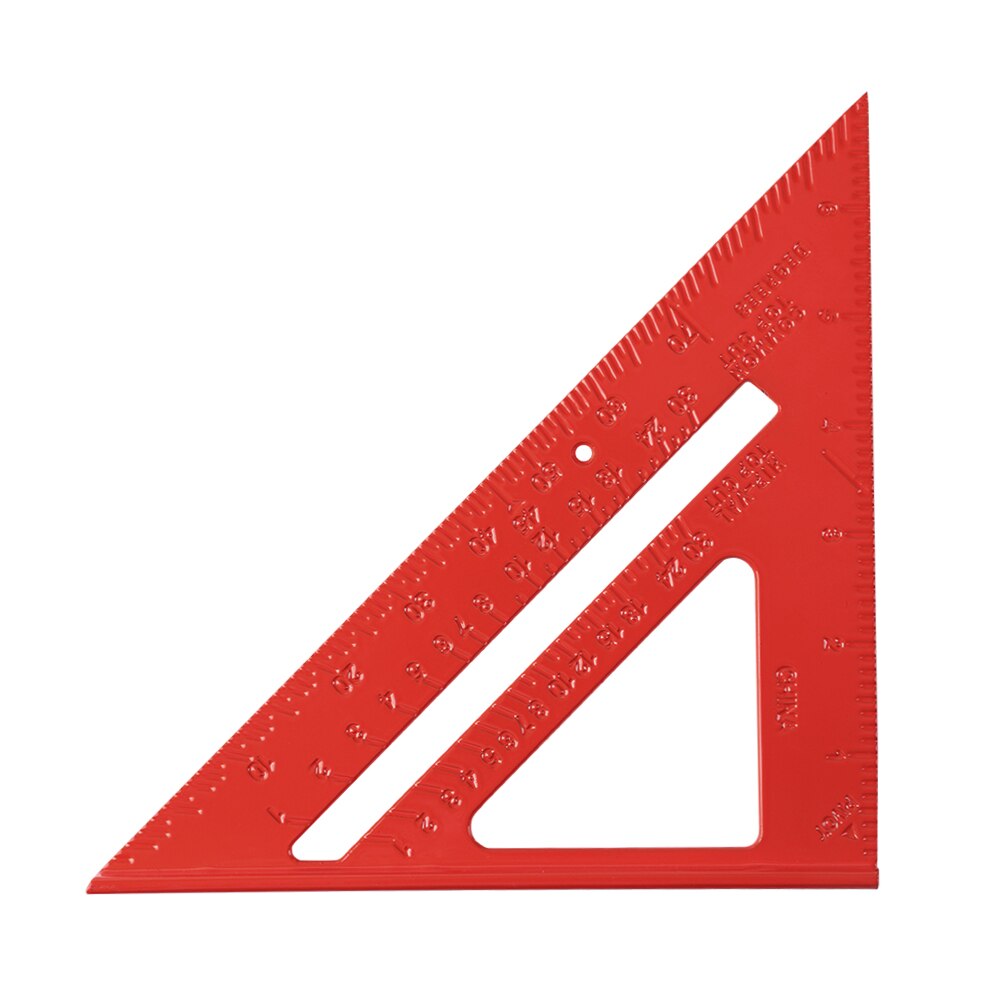 Regla Triangular de 7 pulgadas, regla métrica de aleación de aluminio, para carpintería, probador de ángulo cuadrado Triangular, regla de ángulo transportador: Style B Red