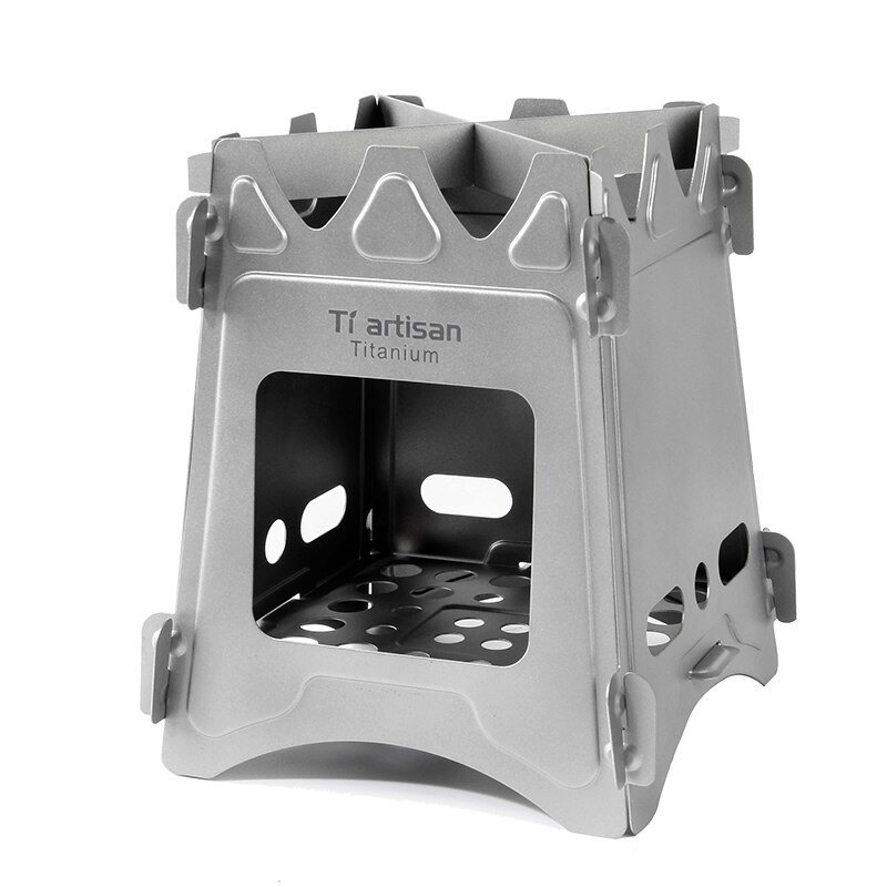 Tiartisan Ultralight Titanium Wood Stove Outdoor Camping Multi-Fuels BBQ Stove