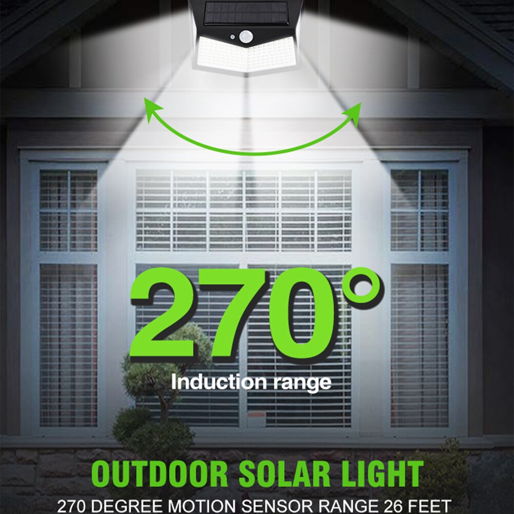 Three Sides Solar Powered Outdoor Light Motion Sensor Security Lamp Wall Lights for Garden Yard Driveway