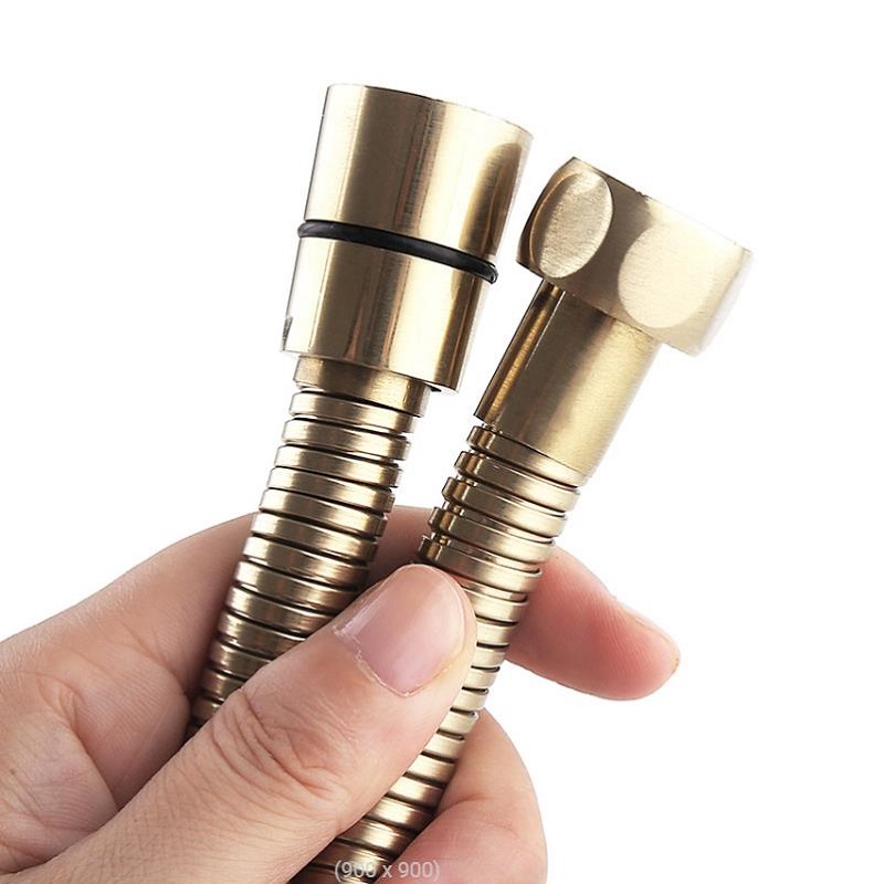 1.5/2m shower pipe Flexible Long Bathroom Shower Water Hose 304 Stainless Steel Shower Hose water pipe silver/gold: gold 1.5M