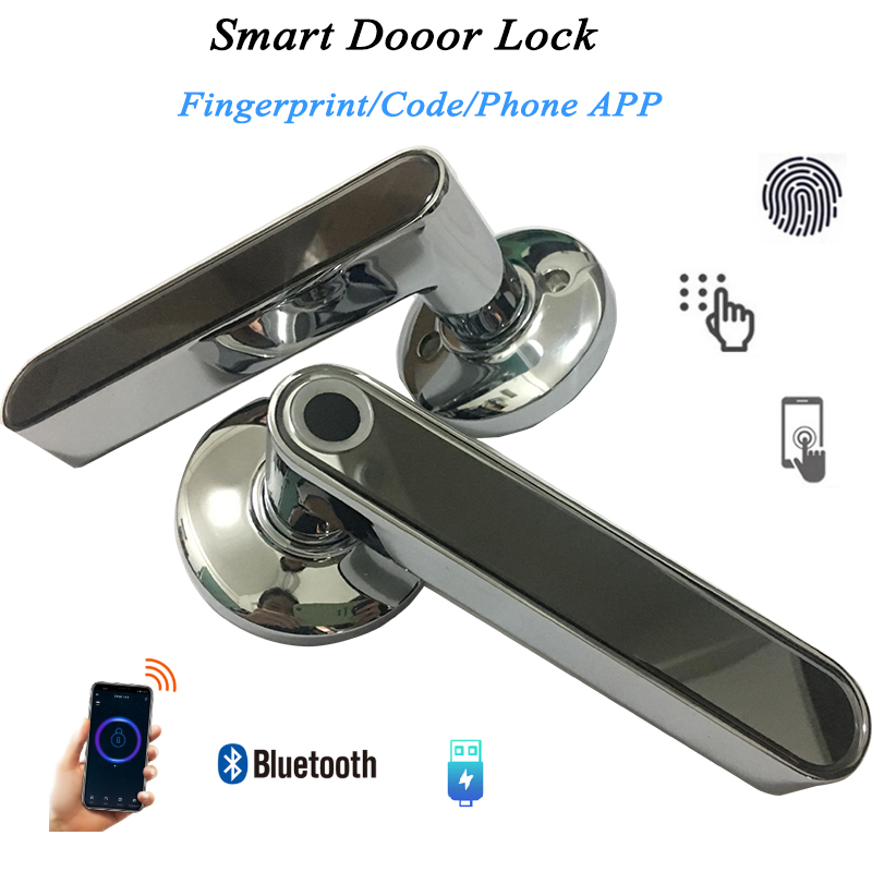 Vingerafdruk Deurslot Handvat Code Bluetooth Ios Android Telefoon Een Tijd Code Unlock Record Houten Deur Elektronisch Slot