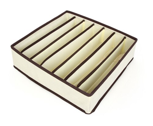 4pcs/Set Underwear Bra Organizer Storage Box 3 Colors Drawer Closet Organizers Boxes For Underwear Scarfs Socks Bra Multi Size: Beige 7 cells