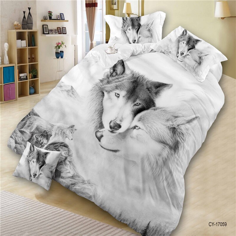 Couvre-lit 4 pièces/ensemble | Vêtements de literie, couverture de lit, drap plat, motif de tigre loup ou de roi, taille large, imprimé 3D, pour adultes: No.9