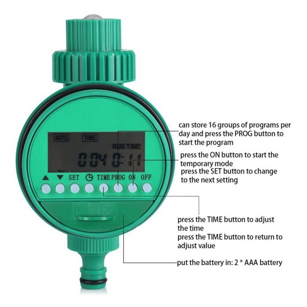 Irrigator Timer Automatic Smart LCD Display Electronic Garden Water Timer Watering Irrigation System Controller Garden Tools: Green