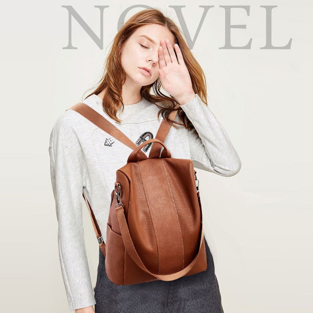 Woman Anti-theft Backpack Bag Casual Wild Soft Leather Dual-use Small Backpack Bandolera Mujer Bolsas Femininas#35
