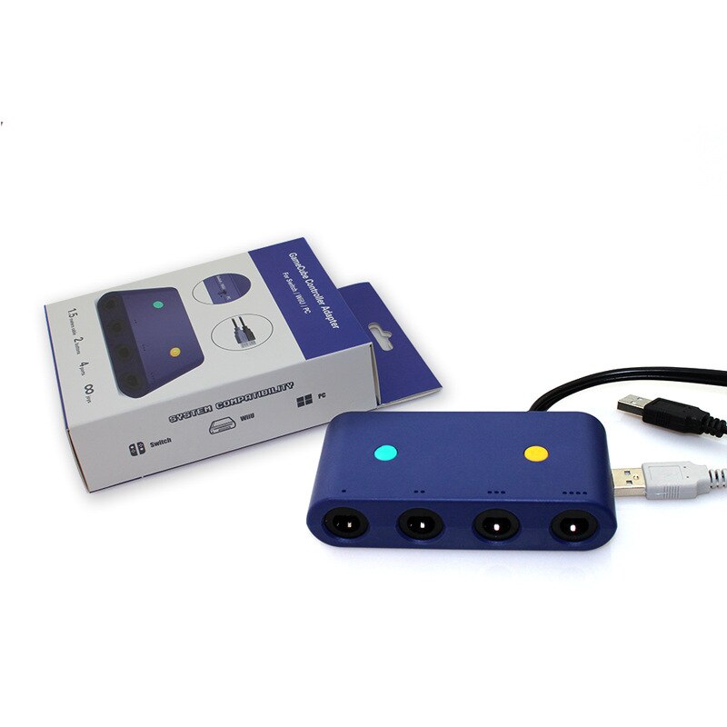 4 portar usb för gamecube controller adapter omvandlare 1.5m kabel 2 knappar för nintend switch/uwii & pc gamepad super smash bro