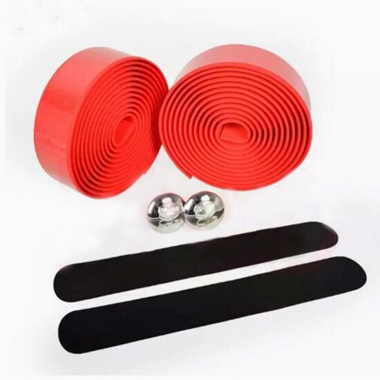 2 uds cinta para manillar de bicicleta cubierta para volante Correa antideslizante para manillar de bicicleta cinta de goma accesorios para manillar de bicicleta: Rojo