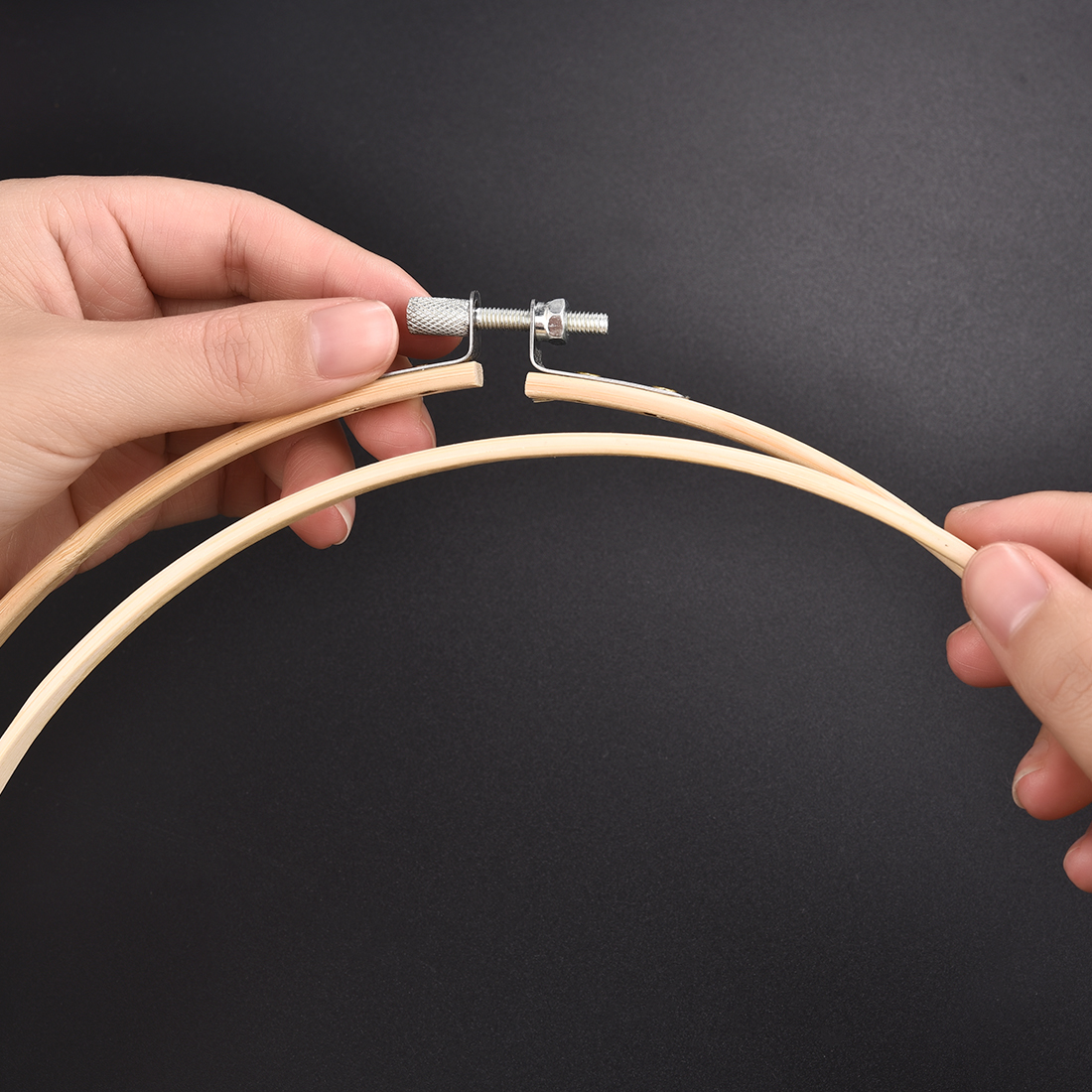 Juego de marco de aros de bordado de madera de 10-30cm, anillos de aro de bordado de bambú para manualidades con aguja de punto de cruz DIY