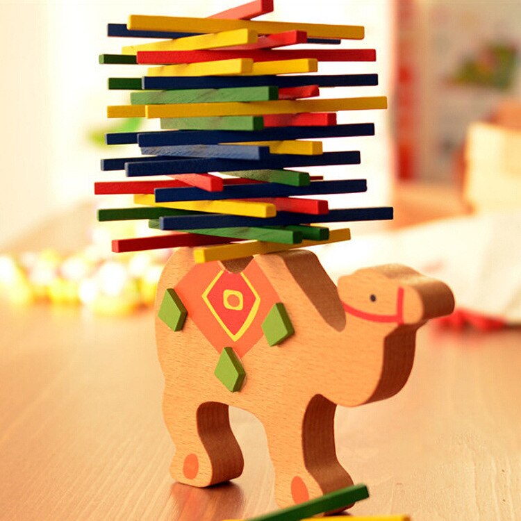 Mignon éléphant chameau balance puzzle jouets coloré en bois empilage jeu interaction Parent-enfant drôle jouets pour les enfants: style 2