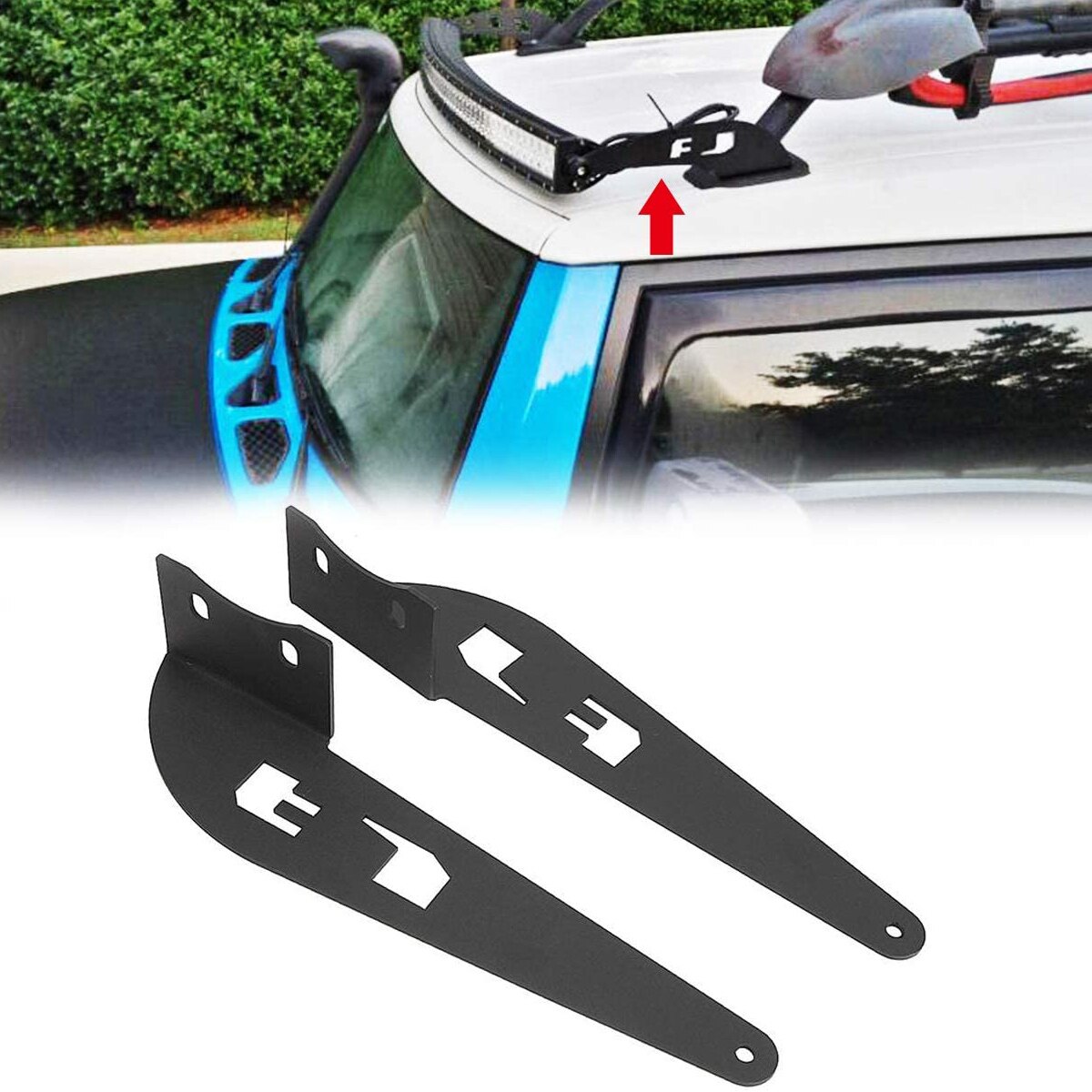 Upper Windshield Mounting Brackets Roof Rack 52" Straight Curved LED