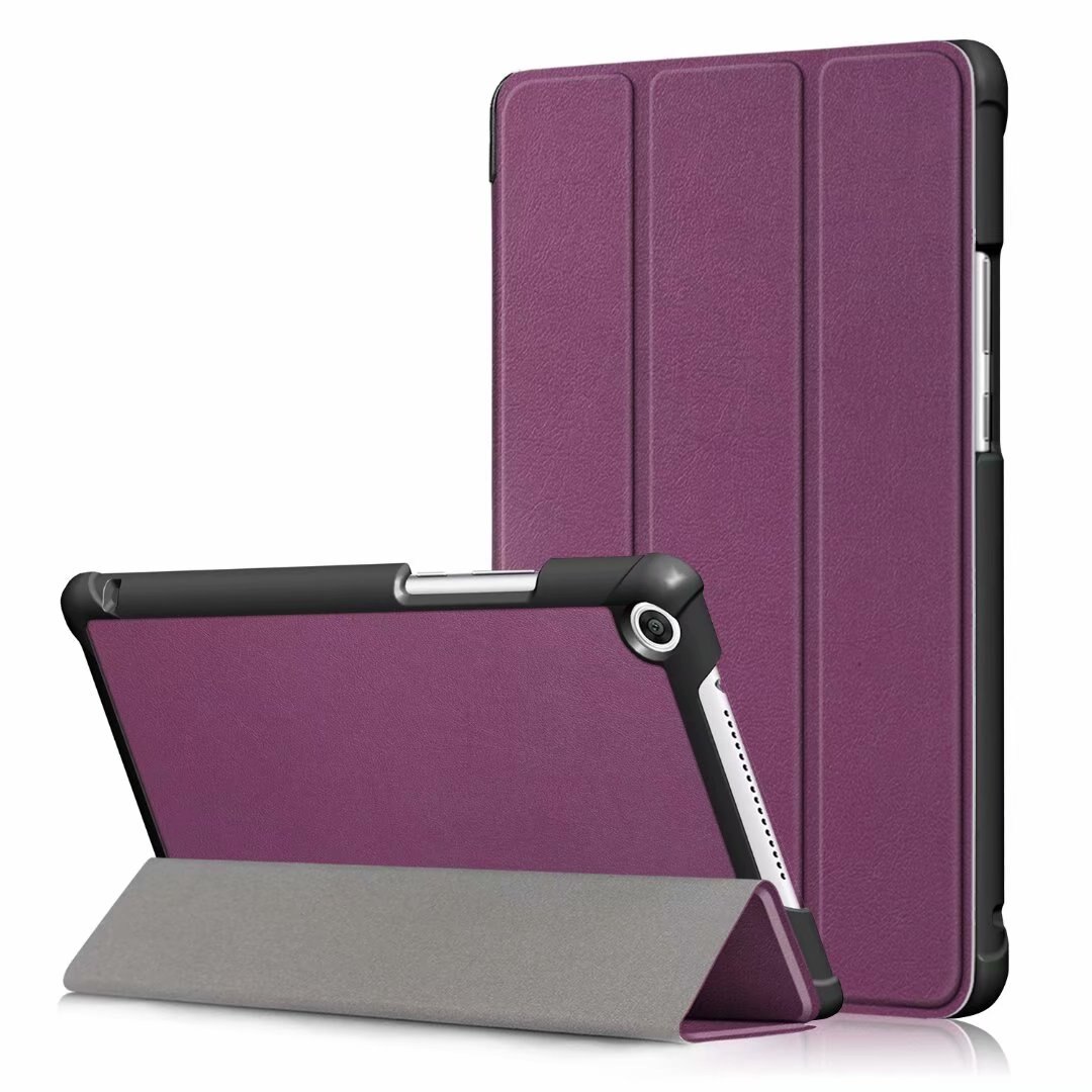 Slim odwróć PU skórzane etui do Huawei MediaPad M5 lite 8 JDN2-W09/AL00 8.0 cal inteligentny pokrowiec do huawei m5 lite 8 Case + film + długopis: purple