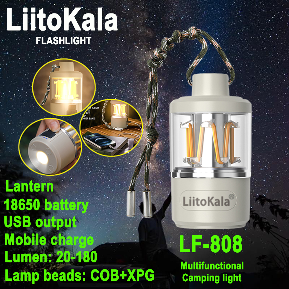 Liitokala lf -808 fargerikt og langvarig campingplass-omgivelseslys