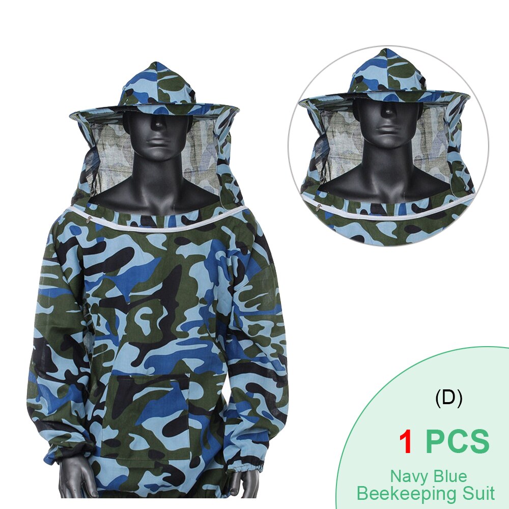Bijenteelt Beschermende Jas Farm Kiel Pak Bijenteelt Mouw Hoed Equip Pak Houden Imker Kleding Sluier Ademend Jurk: D-Navy blue