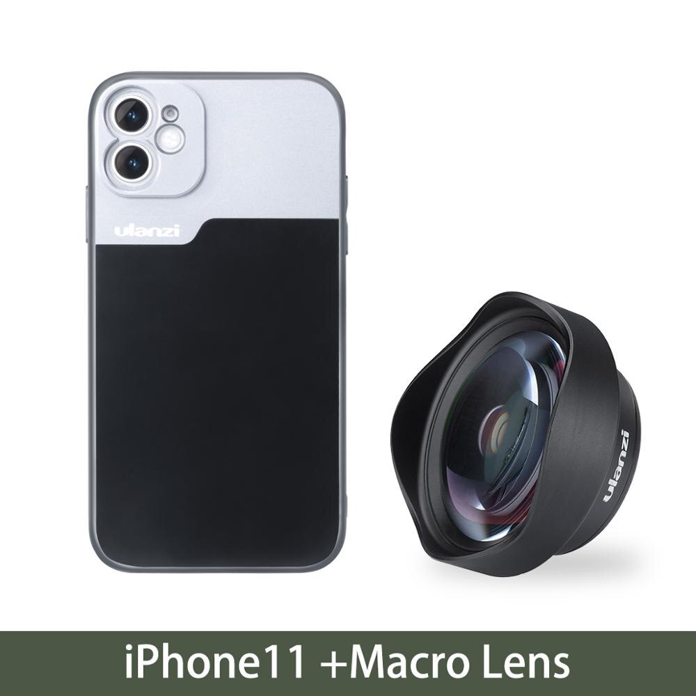 Ulanzi 17MM Thread Phone Lens Case Kit for iPhone 11 pro max Macro Lens Pixel 4 4XL 10X Macro Lens 1.33X Anamorphic Lens Case: iPhone 11 Macro