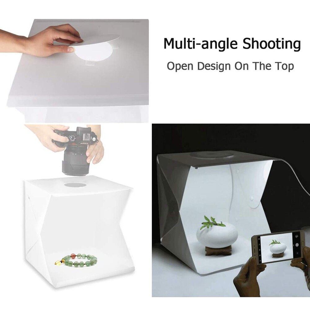 LED Klapp Leuchtkasten 20cm hintergrund Tragbare Fotografie Foto Studio Softbox Einstellbare Helligkeit Licht Kasten Für DSLR Camer
