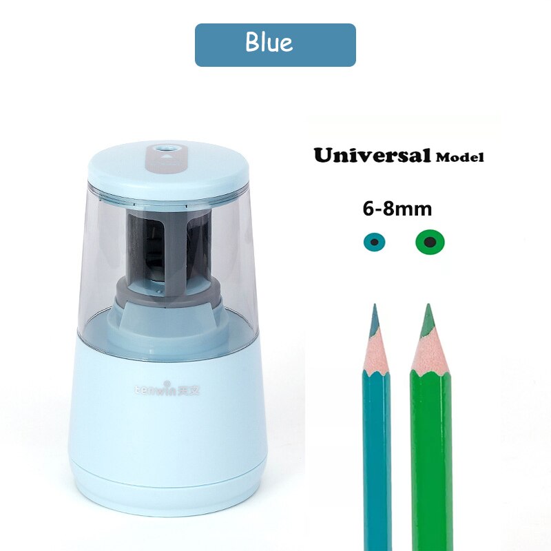 Sacapuntas eléctrico automático grande, papelería de alta resistencia para lápices de colores, USB mecánico para niños y artistas: 8020 Blue