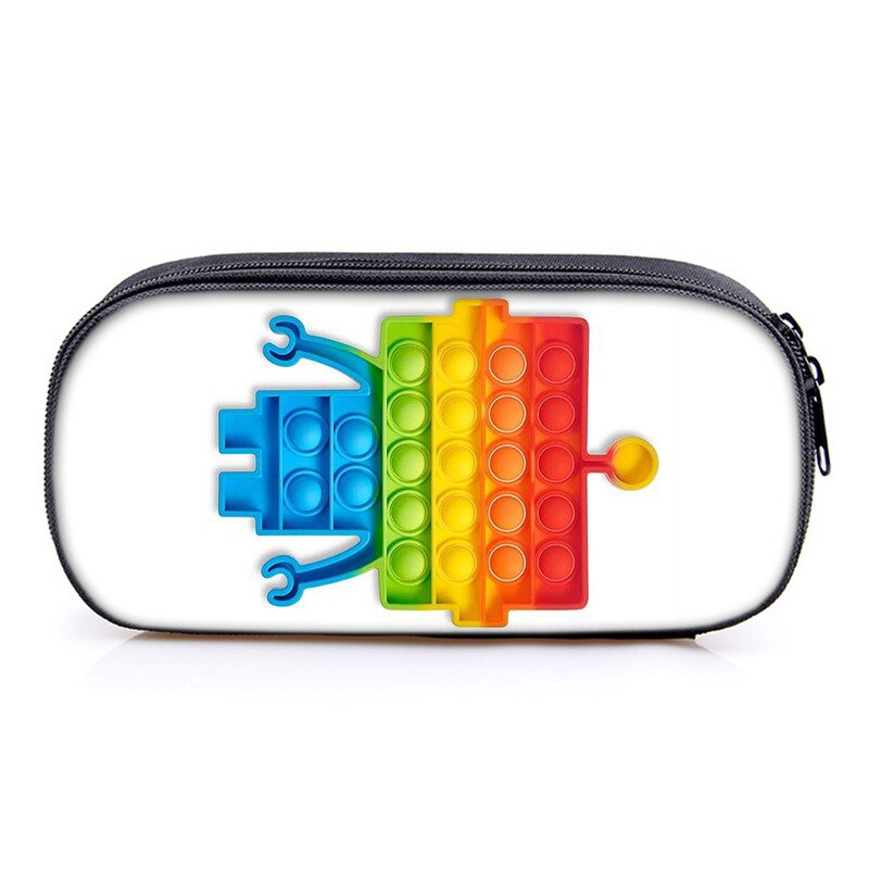 Push pop it fidget Pencil Bag Canvas Contrast Colorful Pencil Case Stationery Storage Bag Organizer for Students: YELLOW