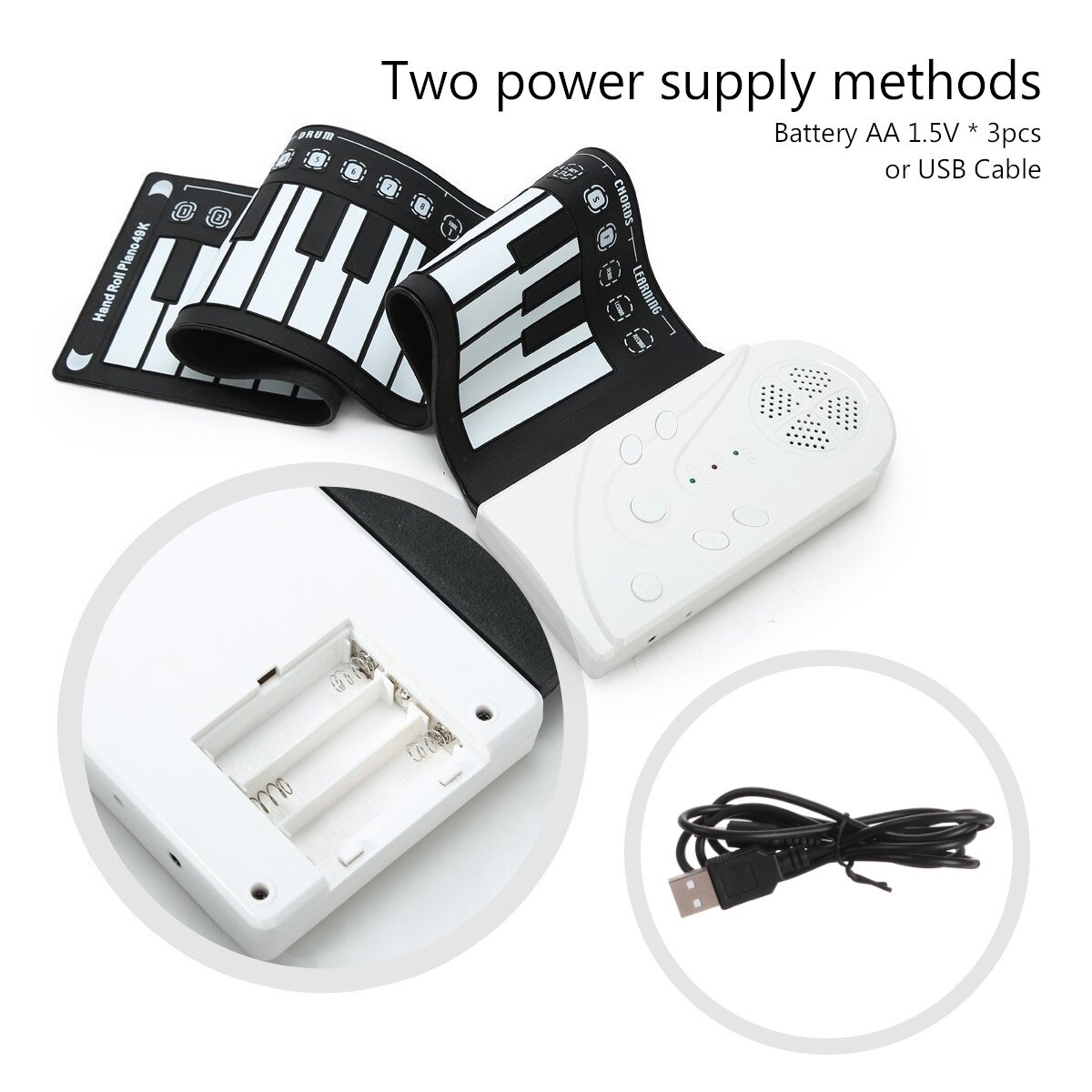 Portable 49-Key Roll Up Piano Flexible Silicone Digital Keyboard Piano USB Electronic Keyboard Piano With Speaker Music Keyboard