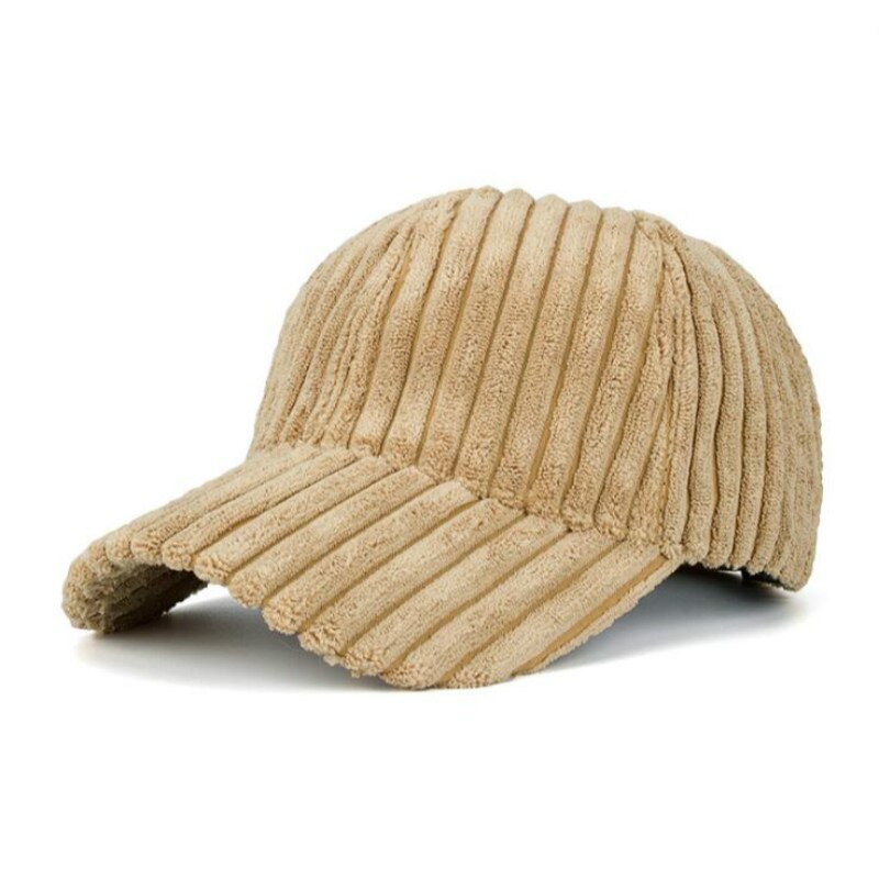 Warm Corduroy Winter Baseball Cap Outdoor Sport Blank Dikker Snapback Hoed Casual Plain Streep Trucker Hoed Bone: Khaki