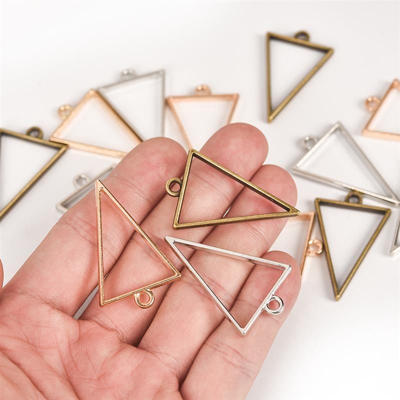 10pcs 25x39mm Triangle Open Back Bezel Hollow Blank Pendant Charm Pressed Flower Resin Blank Frames Pendants Jewelry Making DIY