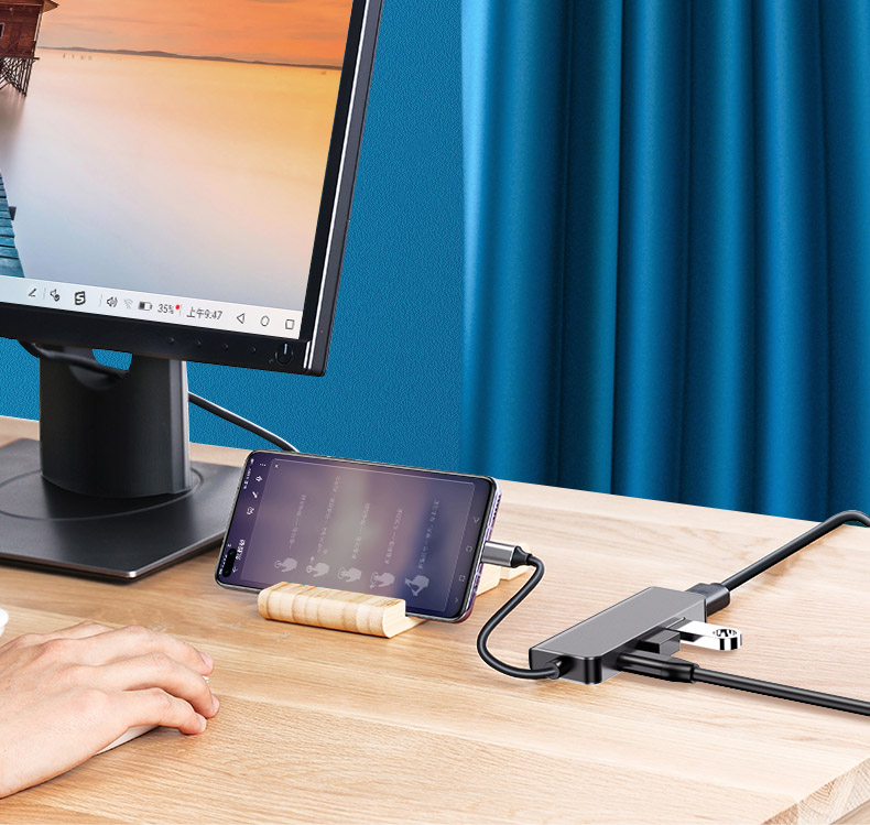USB HUB Type C to HDMI-compatible 4 in 1 Adapter With 2 USB 3.0 PD Charging Splitter For Laptops MacBook Pro/Air/Huawei Mate
