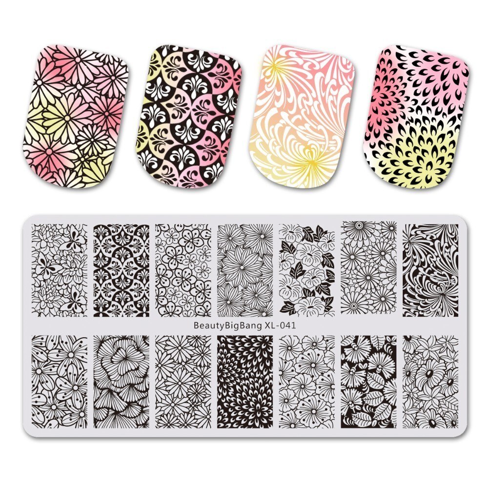 Beautybigbang leimauslevyt englanniksi sanat ab  c 6*12cm ruostumaton teräs kynsitaide leima manikyyri työkalu stensiili muotti kynsilevy: Xl -041
