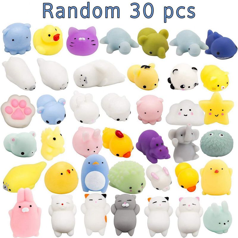 Aléatoire 30 pièces mignon Animal Mochi spongieux, Kawaii Mini jouet à presser doux, Fidget main jouet pour enfants , soulagement du Stress, décoration,