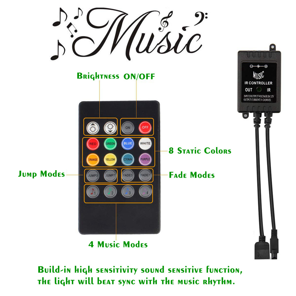 Led RGB Controller LED Lichter Sound Sensor Contro... – Grandado