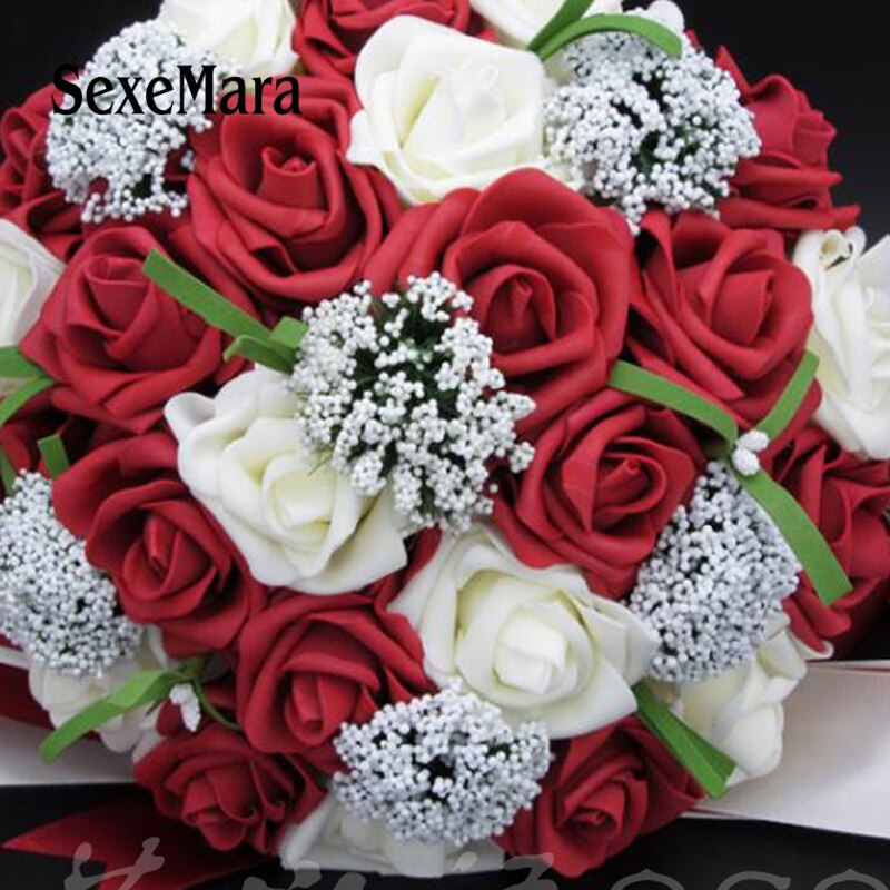 Boeket rode roos boeket witte bruidsboeketten Bourgondië bloem bruidsboeket sturen twee smller bloem
