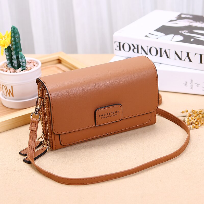 Bolso de mano tipo bandolera estándar multifuncional Vertical de cuero PU de para mujer: Brown