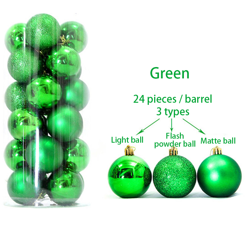 24 Stks/set Kerstboom Decor Ballen Glitter Snuisterij Opknoping Bal Party Festival Thuis Ornament Decor Voor Thuis Party Decor: 24pcs Green