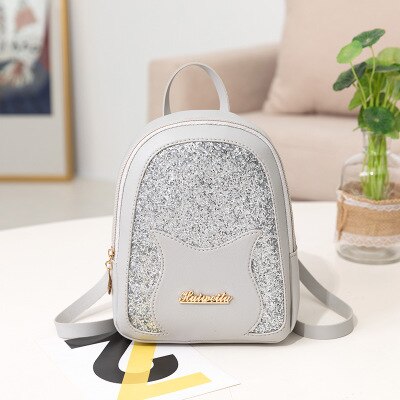 Mochila pequeña de para niña, brillantes de lentejuelas bolso de hombro, Mini mochila multifunción para chica adolescente,: Gris