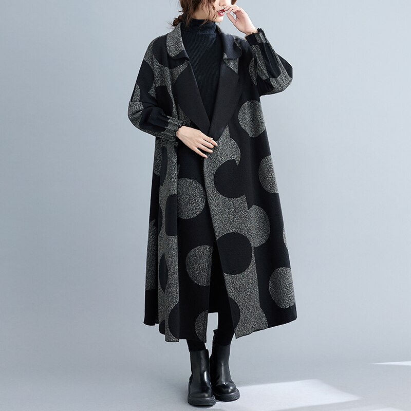 Abrigo con estampado de lunares para mujer, gabera holgada oversizd, estilo informal, cortavientos