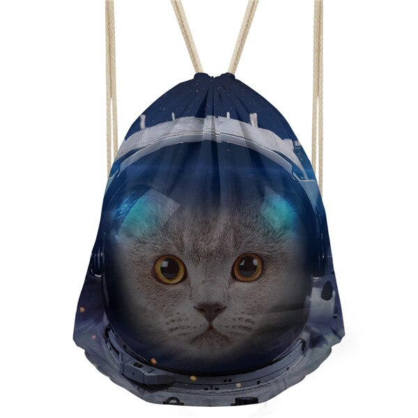 FORUDESIGNS Men's Small Backpack Drawstring Bag Galaxy Animal 3D Print Men Softback Bagpack Cute Cat Kid Boys School Backpacks: CC4157Z3