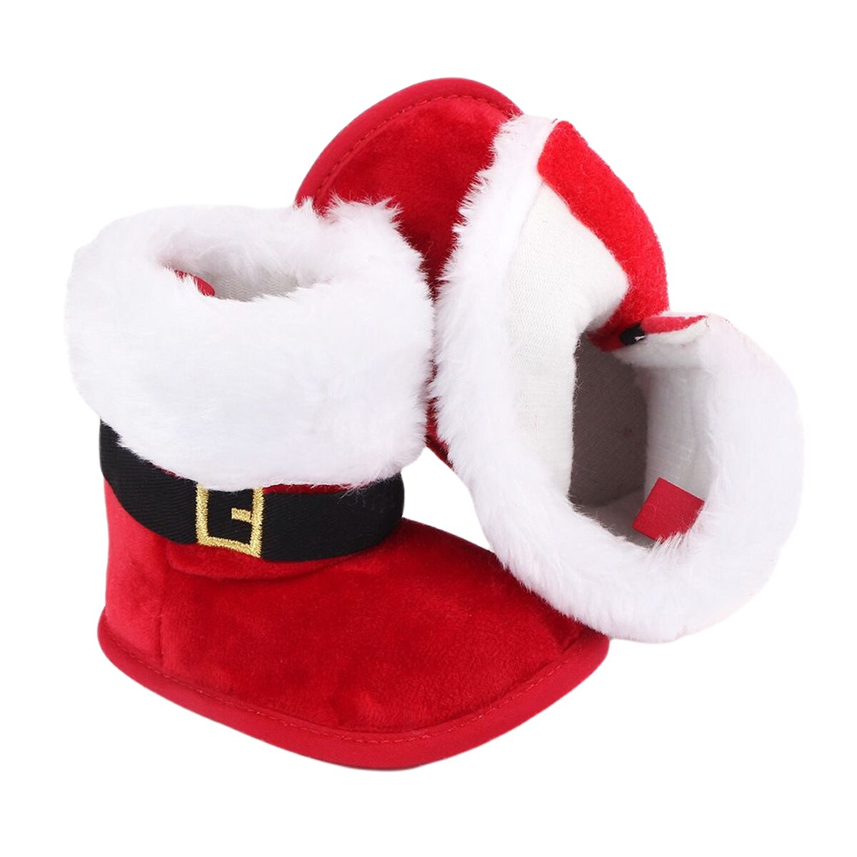 Botas de Navidad para bebé recién nacido, de Papá Noel de copo de nieve encantador, zapatos antideslizantes cálidos de invierno para niños y niñas de 0 a 18M