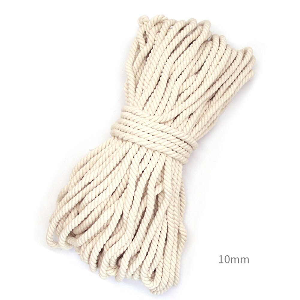 Macrame Cord, 1/2/3/4/5/6/8/10mm Natual Cotton Macrame Rope Twisted Cotton Cord for DIY Craft Making Plant Hangers Wall Hangings: 10mm 5M
