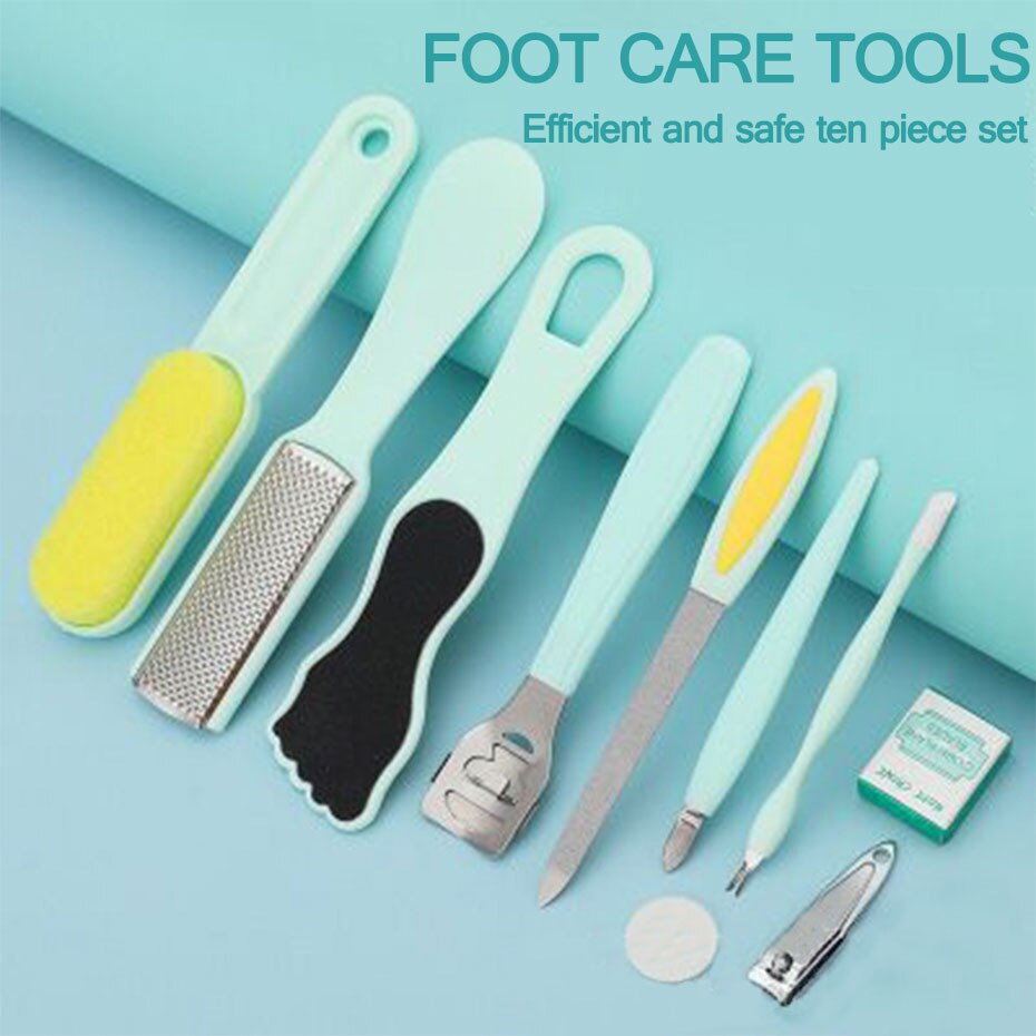 10 in 1 Foot Scrubber Pedicure Tools Kit Rasp Foot File Callu Remover Set Feet Exfoliating Scrubber Cleaner