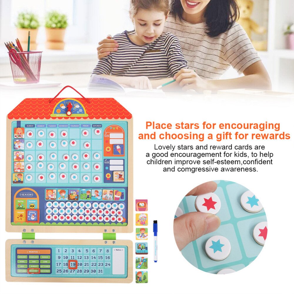 Magnetic Kids Schedule Target Board Reward Activity Responsibility Chart Calendar Educational Toys for Children Target Board