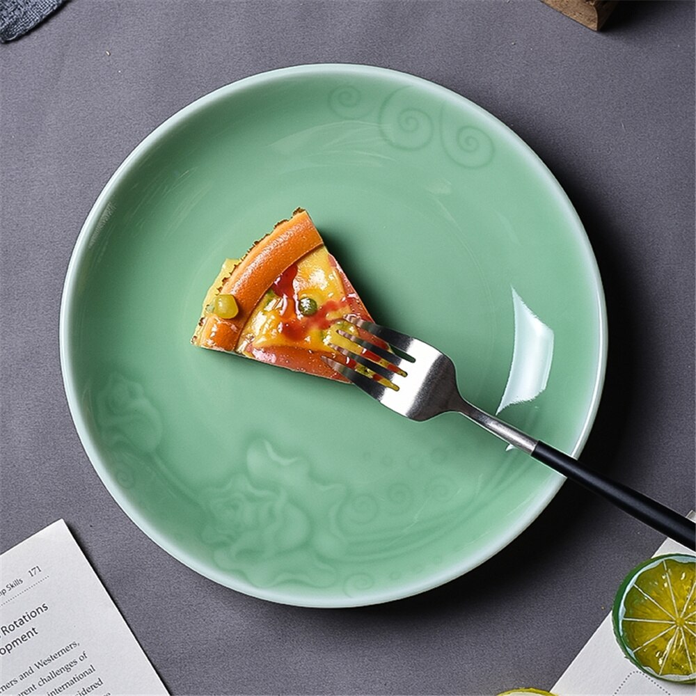 Platos de porcelana rosa para ensalada, fruta segura para microondas, Sushi, salsa, plato de especias, vajilla de combinación de cerámica, decoración