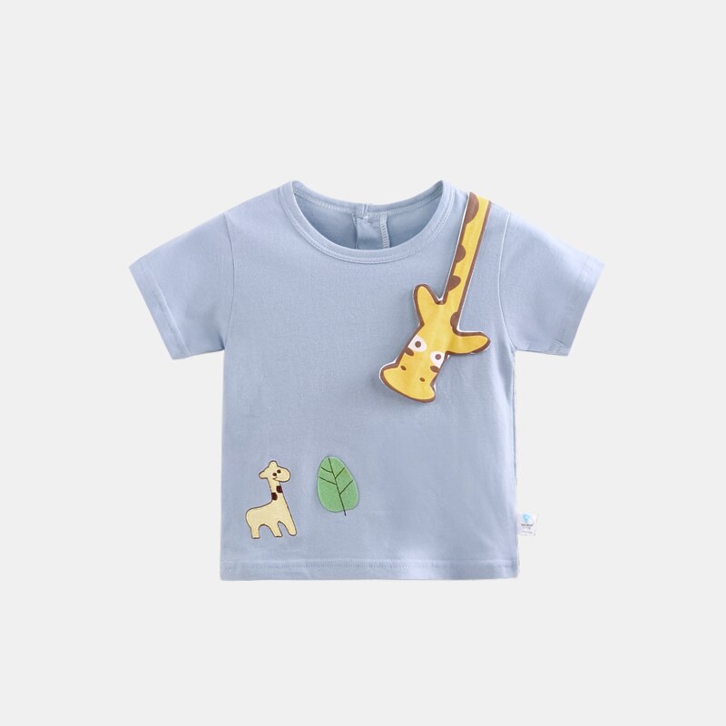 Ciciibear 0-5 Y Babykleertjes Zomer Schattige Baby Meisje Jongen Korte Mouw T-Shirts Animal Gedrukt Tops Tees Shirts casual Blouse: Gray blue / 12M